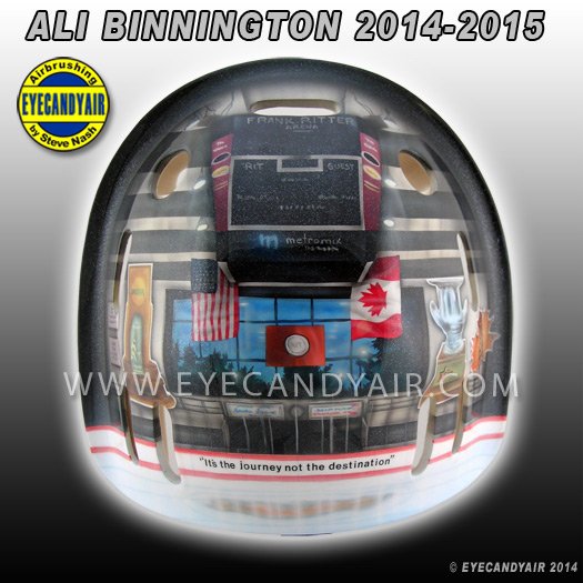 Ali Binnington's 2014-15 RIT Tigers Goalie Mask Airbrush Painted by EYECANDYAIR