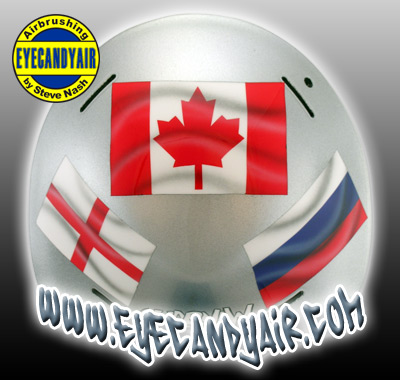 Custom Airbrush Painted Sportmask goalie mask backplate by EYECANDYAIR