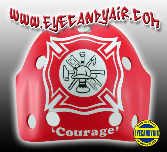 Firefighter Airbrush Painted itech Goalie Mask by EYECANDYAIR