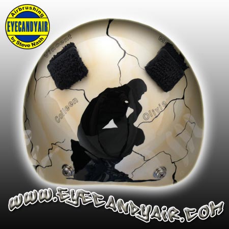 custom airbrush painted Sportmask Mage goalie mask backpate by EYECANDYAIR