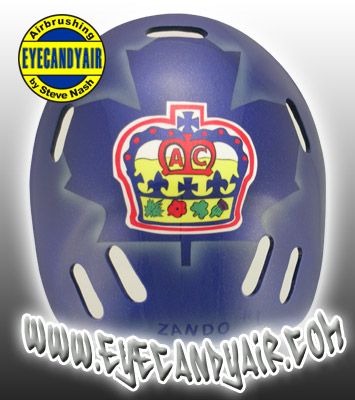 Custom Painted goalie mask backplate by EYECANDYAIR