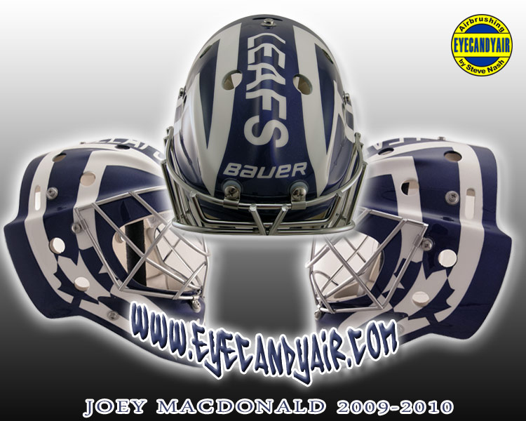 Joey MacDonald 2009-2010 Bunny Larocque Tribute Bauer Goalie Mask Airbrush Painted by Steve Nash EYECANDYAIR Toronto
