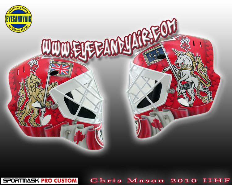 Chris Mason 2010 IIHF Team Canada Pro Custom Goalie Mask Airbrush Painted by Artist Steve Nash EYECANDYAIR- Toronto
