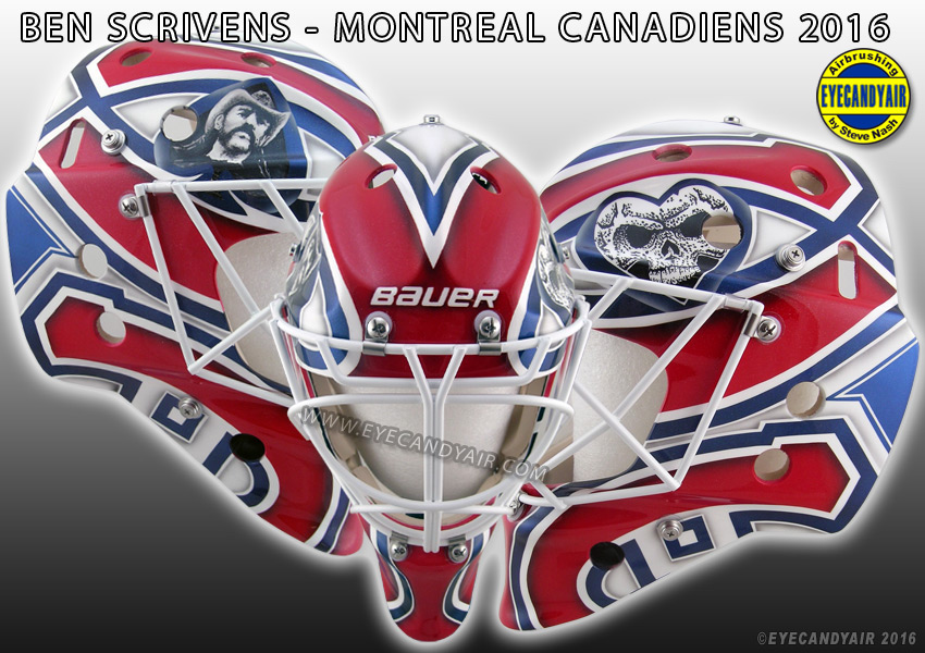 Ben Scrivens 2016 Montreal Canadiens Goalie Mask Airbrush Painted by EYECANDYAIR