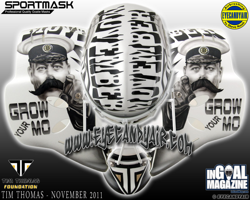 Tim Thomas Grow your Mo moustache mask Airbrushed by EYECANDYAIR 2011