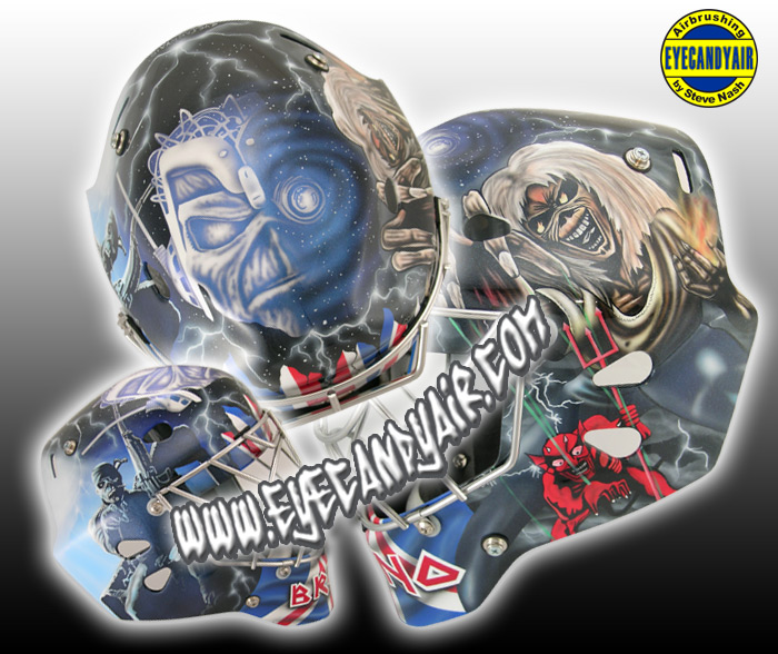 Custom Painted Iron Maiden Fan Tribute Goalie Mask by EYECANDYAIR
