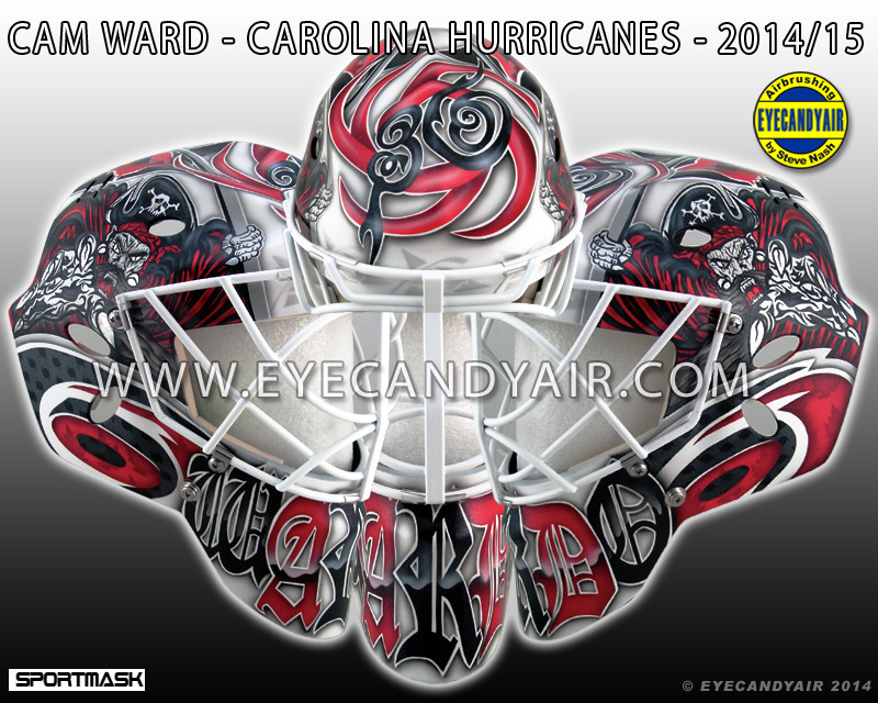 Cam Wards 2014-15 Carolina Hurricanes Custom Goalie Mask Airbrush Painted by EYECANDYAIR Sportmask