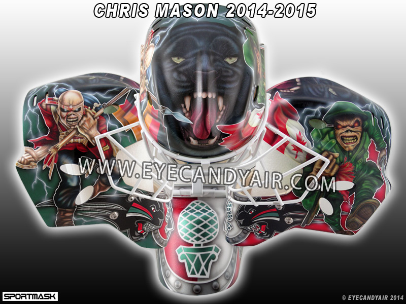 Chris mason Augsburger Panther Iron maiden Goalie Mask airbrushed by Steve Nash EYECANDYAIR