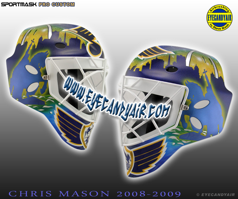 Chris Mason airbrushed Goalie Mask by EYECANDYAIR 2008 Sportmask pro custom