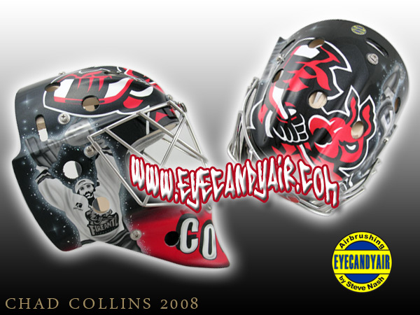 Chad collins fire antz airbrushed painted itech helmet goalie mask. Airbrushed goalie art by EYECANDYAIR toronto