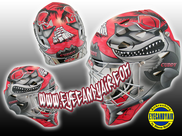 Itech Custom Airbrush Painted Shark Goalie Mask by EYECANDYAIR