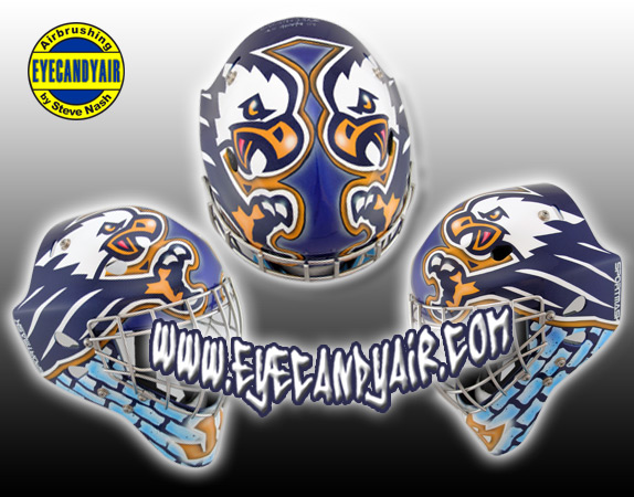 Custom Airbrush eagle graphic design Painted Sportmask Goalie Mask by EYECANDYAIR