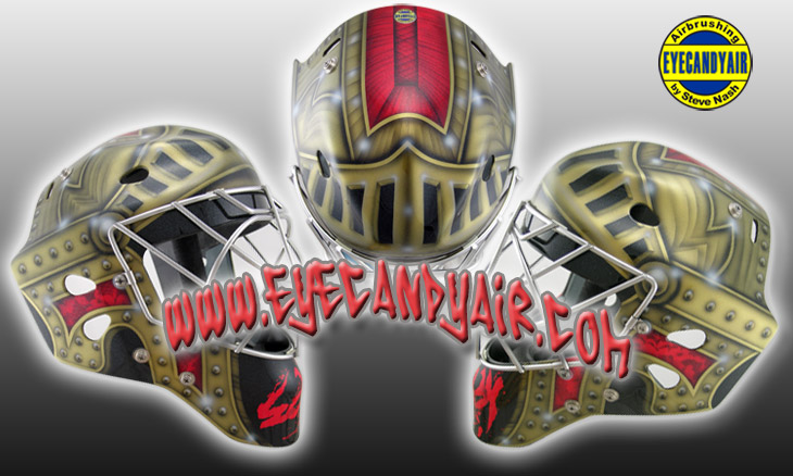 Spartan Helmet Custom Airbrush Painted Goalie Mask by EYECANDYAIR