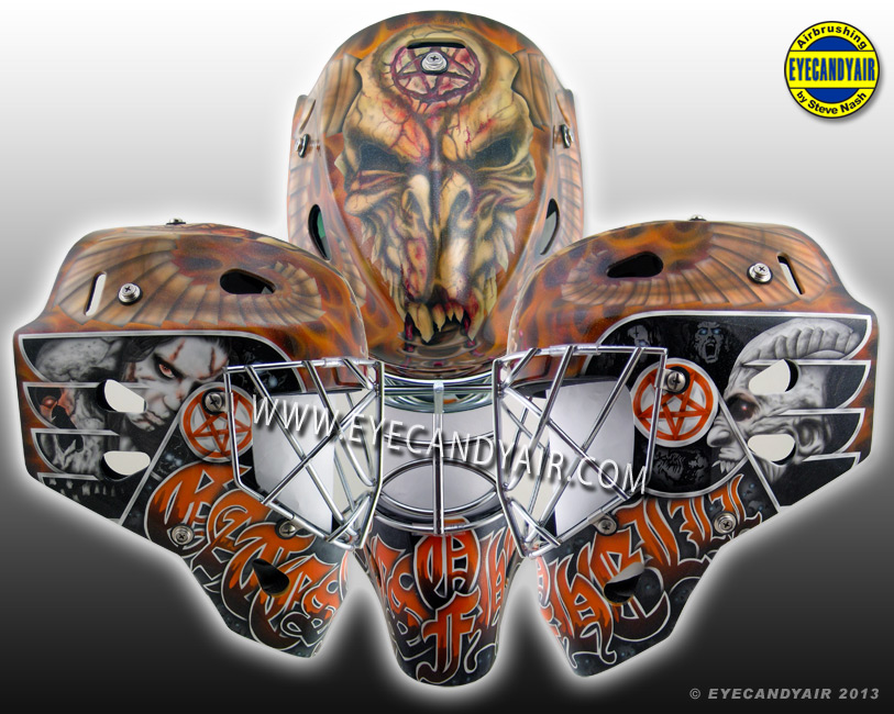 Custom Painted doberman Goalie Mask by EYECANDYAIR