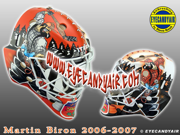 Martin Biron Great Gaston Flyers 2006 airbrushed painted Goalie Mask by EYECANDYAIR