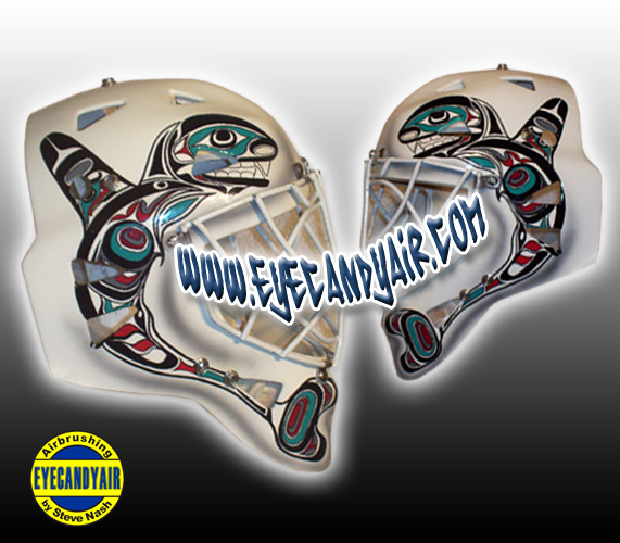 Custom airbrused Painted Eddymasks Goalie Mask by EYECANDYAIR