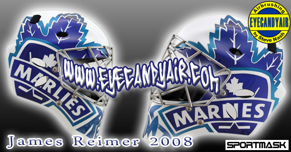 James Reimer 2008 Toronto Marlies Custom Airbrush Painted Sportmask Goalie Mask by EYECANDYAIR