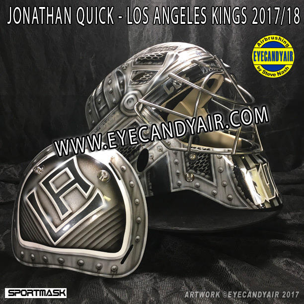 Jonathan Quick Battle Armor Goalie Mask Airbrush by EYECANDYAIR 2017 Los Angeles KINGS