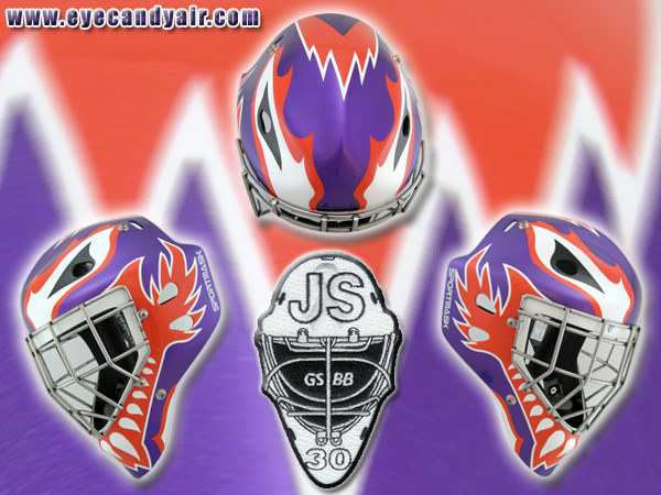 JS GSBB Tribute Airbrush Painted Sportmask Goalie Mask by EYECANDYAIR