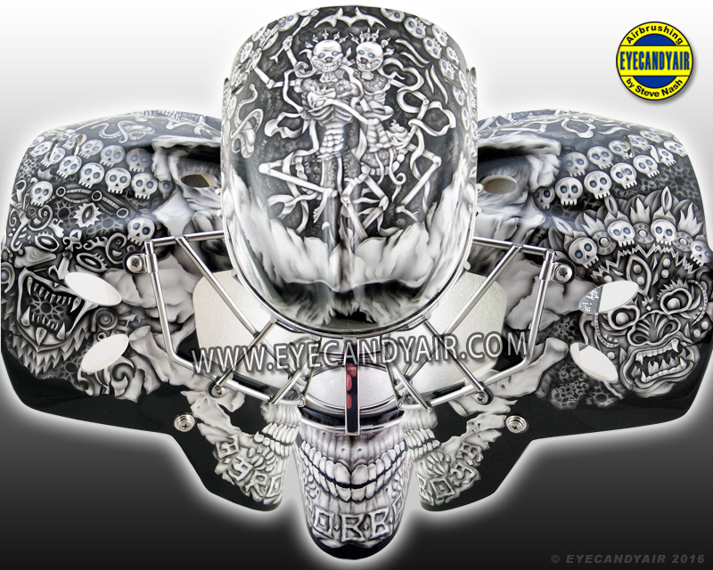 Custom Painted Kapala Skull Goalie Mask by EYECANDYAIR