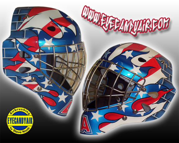 Custom Painted American Theme Sportmask Goalie Mask by EYECANDYAIR