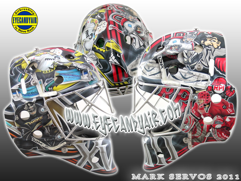 Nathan Marsters Airbrushed Portrait Goalie Mask tribute by Steve Nash of EYECANDYAIR  on a bauer