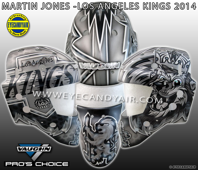 Martin Jones LA Kings goalie mask airbrushed by EYECANDYAIR 2014 on A Vaughn made by Pros Choice