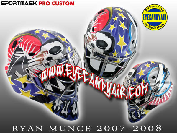Ryan Munce Norfolk Admirals 2007-2008 Sportmask airbrushed goalie mask by EYECANDYAIR