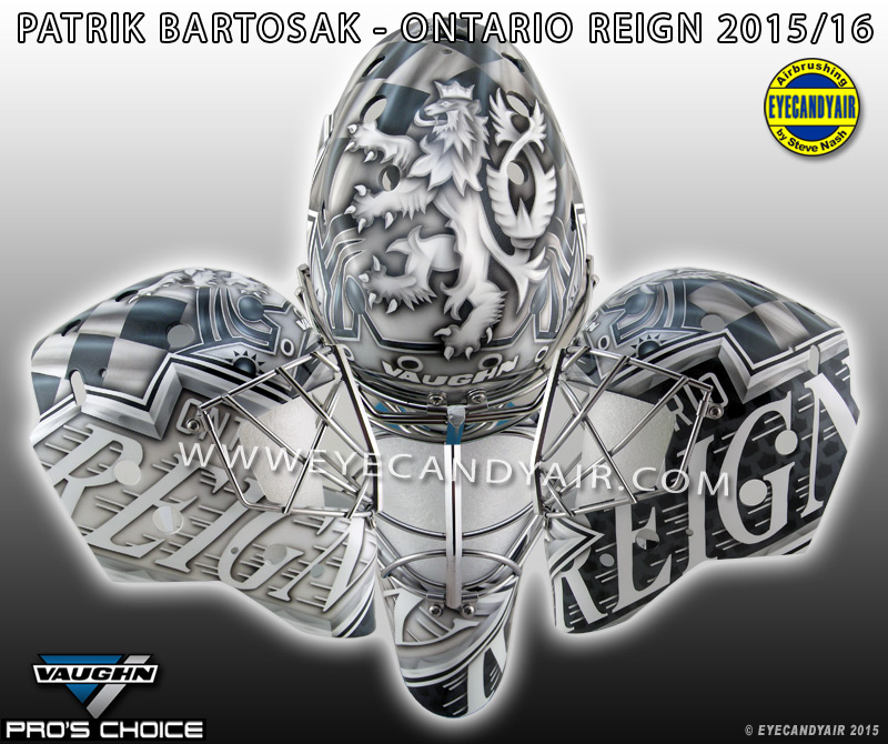 Patrik Bartosak Ontario Reign Goalie Mask Airbrushed by EYECANDYAIR 2015 Los Angeles KINGS