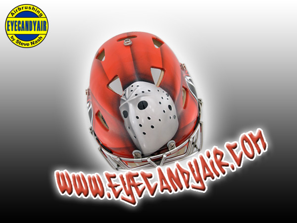 Custom Airbrush Painted Eddymask Goalie Mask by EYECANDYAIR