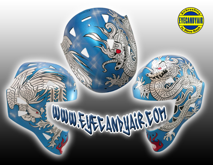 phoenix dragon Custom Painted EDDYMASKS Goalie Mask by EYECANDYAIR