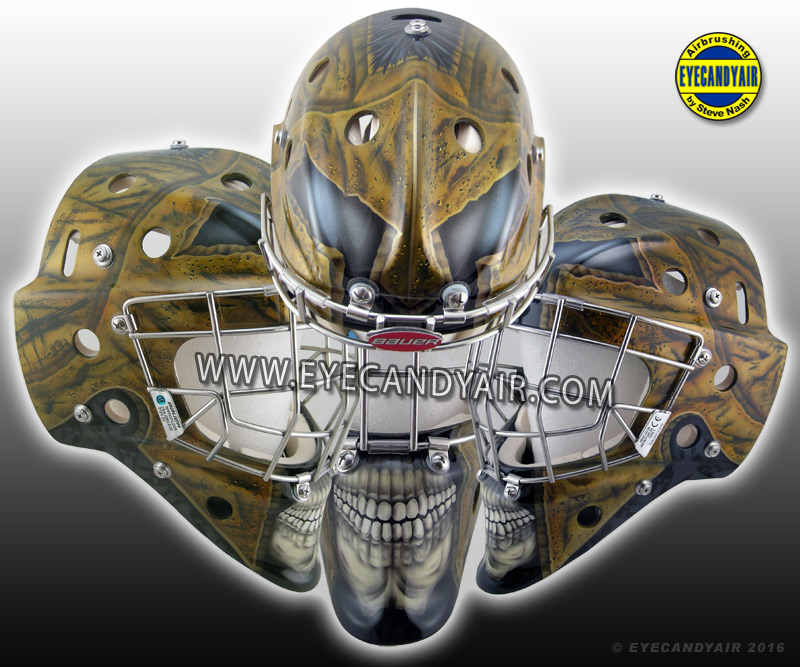 Custom Painted Spartan style Goalie Mask by EYECANDYAIR