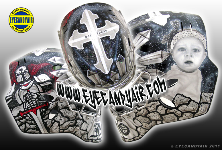 portrait goalie mask with bling airbrushed by EYECANDYAIR