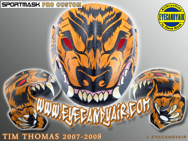 Tim Thomas Evil bear 2008 Custom Airbrush Painted Sportmask Pro Custom by EYECANDYAIR