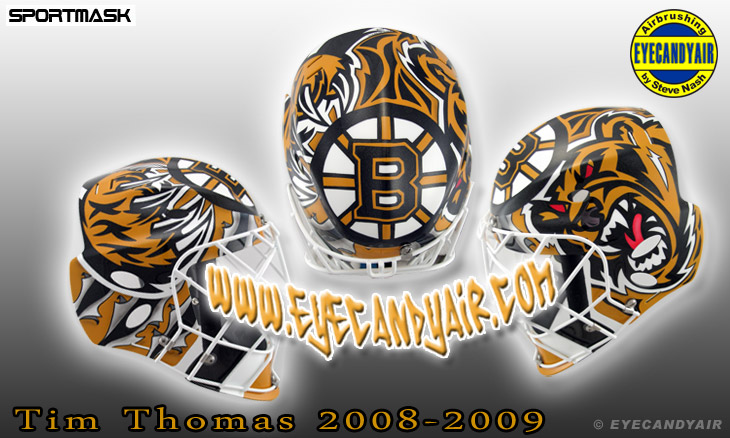 Tim Thomas Beware of Bear Boston Bruins 2009 Custom Airbrush Painted Sportmask Mage Goalie Mask by EYECANDYAIR